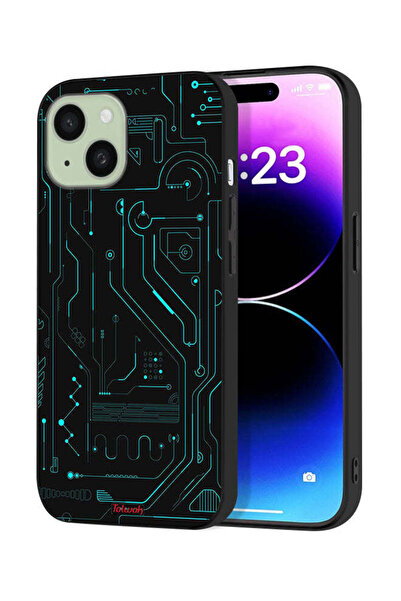 Tolwak غطاء حماية لجهاز Apple iPhone 15، دوائر فنية رقمية، شاشة متعددة، تصميم...
