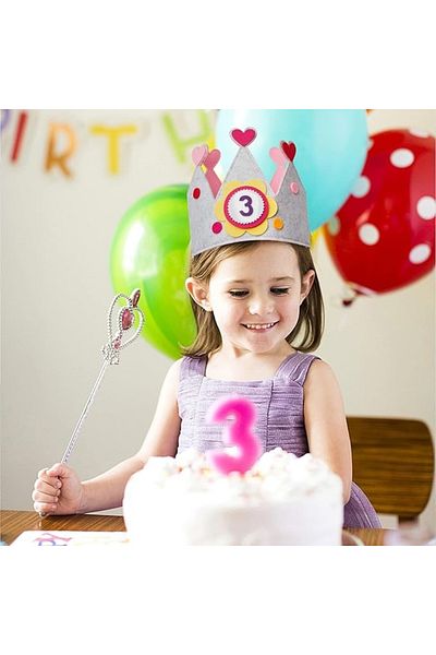 Jeffouoo birthday crown with interchangeable numbers, felt, multicolor