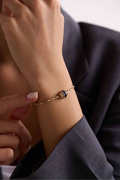 Sembol Gold 14 Ayar İtaly Tasarım Altın Bileklik Saphire Taşlı