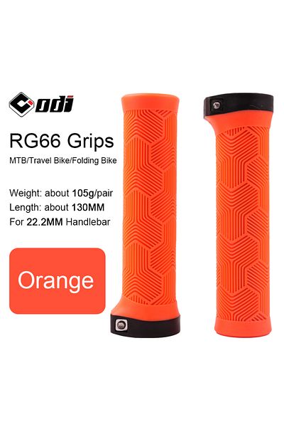 Choice RG66-Orange ODI MTB Bicycle Grips Lock-on 22.2MM Rubber Handlebar Cover Comfortable Wing Shape Anti-