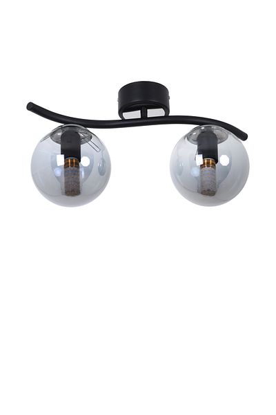 MŞ Aydınlatma Duo Black Chrome 2 Smoked Glass Plafonier Chandelier