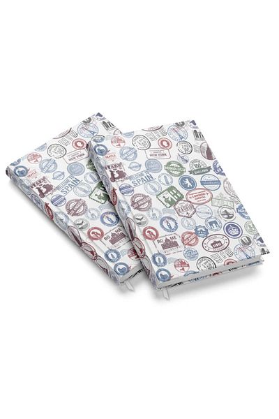 OEM A5 Unfolded Notebook Artpress, Travel Stamps, 100 Files, Glossy Burette Cover, Multicolor, 80 gsm