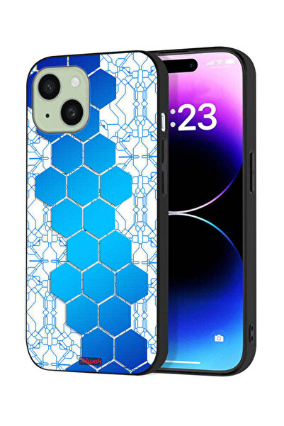 Tolwak غطاء حماية لجهاز Apple iPhone 15 بتصميم شبكة أيقونات سداسية الشكل من H...