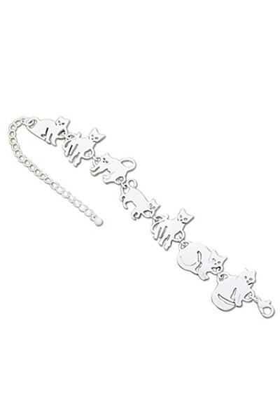 Choice أساور على شكل قطة بيضاء بطول 24 سم مع سلسلة من الروابط للنساء، أساور ع...