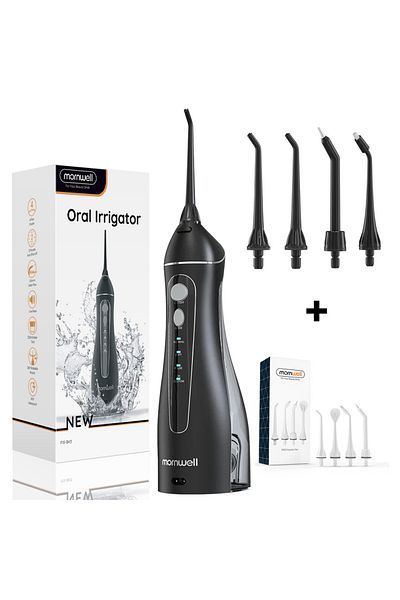 Choice1 Black Set Dental Floss Portable Cordless F18 Oral Irrigator 3 Cleaning Modes Waterproof Rechargeable