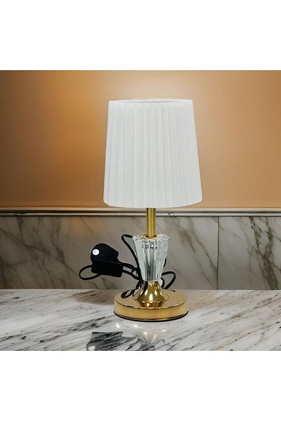 DEC10 Elegant white and gold bedside lamp