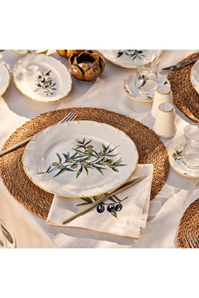 Bella Maison Olive Porcelain 26 Piece Breakfast Set for 6 People Green