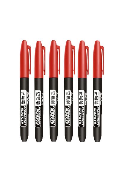 Choice 6 Red Set 6 PCS Permanent Marker Pen Manga Drawing Markers Black Blue Red Waterproof Ink Sketch Pens