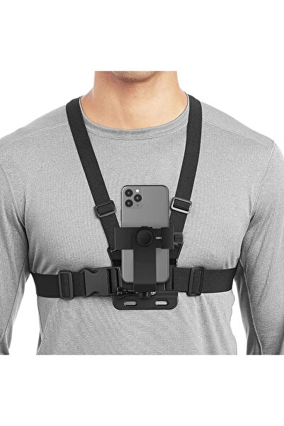 Choice حامل هاتف قابل للتعديل أسود قطعة واحدة مع حزام صدر لتثبيت الكاميرا الر...