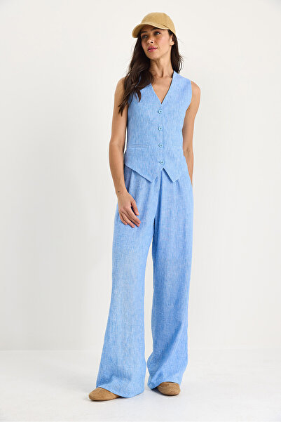 Bianco Lucci Pantaloni de damă cu talie înaltă, cu vestă, căptușiți, set de sus și de jos 9257 60281047