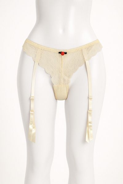 Lemila Garter belt with thong panties, Ivory