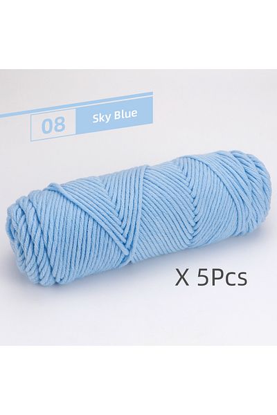 Choice 08 Sky Blue 5 Pcs Cotton Select Yarn 17.63oz/500g, Light Worsted Thick Yarn For Knitting Baby Wool C