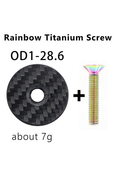 Choice 28.6 Rainbow Ti Bicycle Headset Top Carbon Fiber Cap W/ M6*30mm Titanium Screw for 1-1/8" 1-1/4" Fro