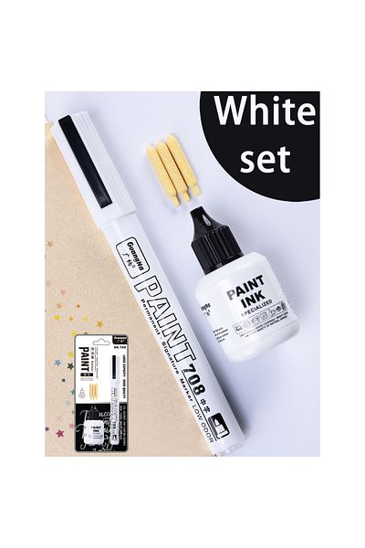 Choice White set Metallic Paint Marker Pens with Ink Set Gold Silver White Permanent 2mm Art Markers for Ma