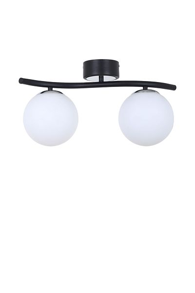 MŞ Aydınlatma Duo Black Chrome 2 White Glass Plafonier Chandelier