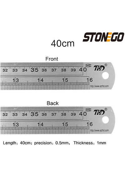 Choice 40cm STONEGO Stainless Steel Ruler, 6, 8, 12, 16, 20 Inch Metal Rulers, With High Precision Graduati