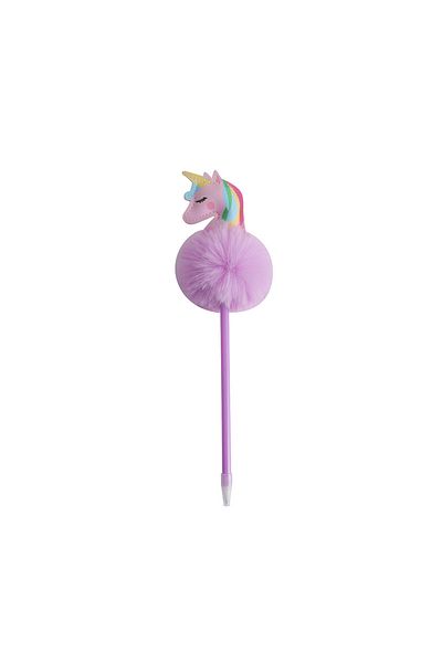 Choice 1pc Purple 1PCS 4 Colors Children's Unicorn Plush Ball-point Pen Student Rainbow Note taking pen Fan