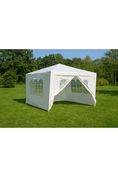 SERSIMO Garden pavilion with 4 walls and windows, metal structure, 300x400x250 cm, white