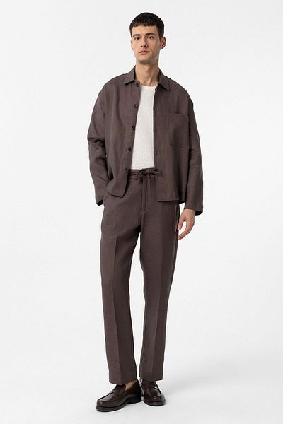 Antioch Coffee 100% Linen High Waist Men's Trousers