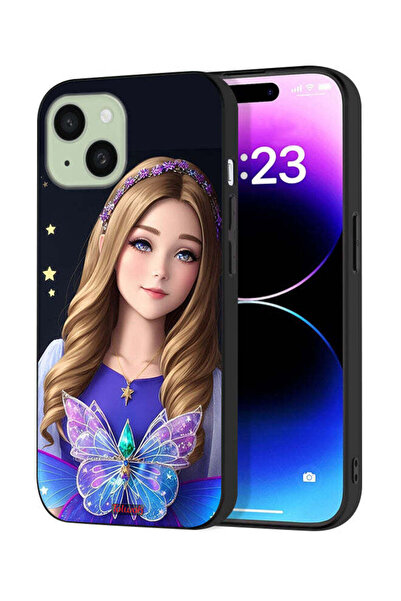 Tolwak Apple iPhone 15 Protective Case Cover Cute Butterfly Girl