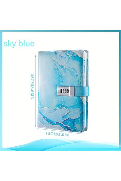 Choice Sky Blue A5 Fashion Password Book With Lock Journal Creative Journal Book Student Notepad Stationery
