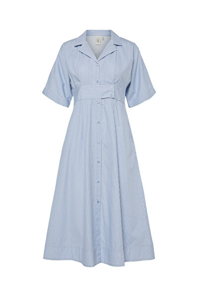YAS Rochie tip cămașă pentru femei albastră YAS-26037276 CLEAR SKY STRIPES