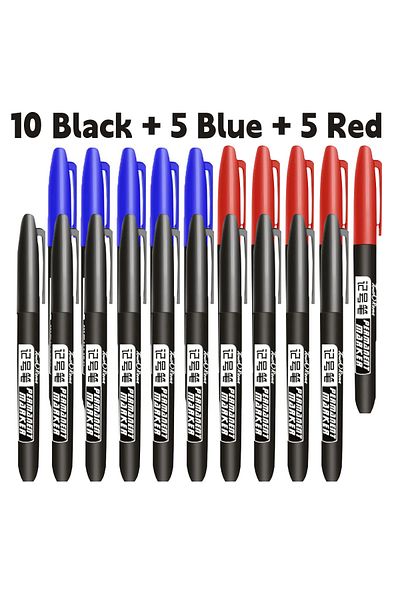 Choice 10Black5Blue5Red 6 PCS Permanent Marker Pen Manga Drawing Markers Black Blue Red Waterproof Ink Sket