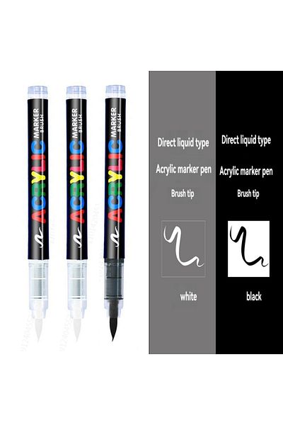 Choice 2white-1black 3Pcs White Marker Paint Pens set Permanent Brush Pen for Art projects, Drawing, Rock P