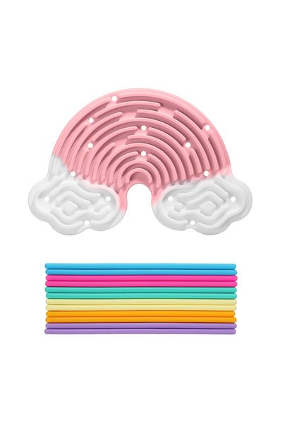 Choice Pink Creative Rainbow Clouds Sensory Activity Board - Double Sided Silicone Busy Board, Fine Motor S