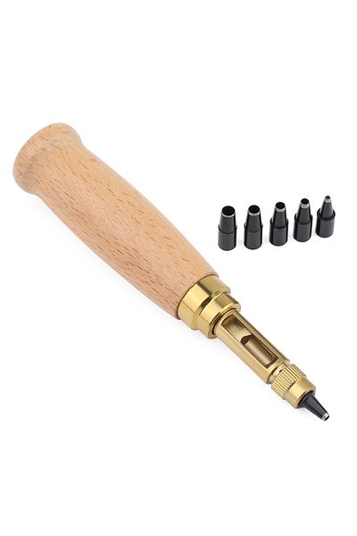 Choice type3 KRABALL 6 Tip Sizes Adjustable Japanese Screw Hole Punch Leather Paper Craft Belt Hole Puncher