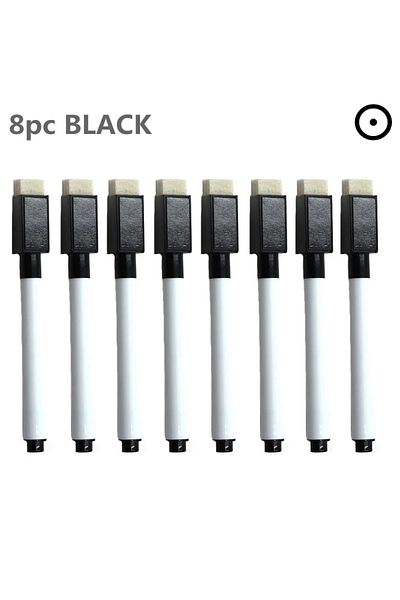 Choice 8pc BLACK 8PC Magnetic Colorful Whiteboard Pen Black White Board Markers Built In Eraser School Supp