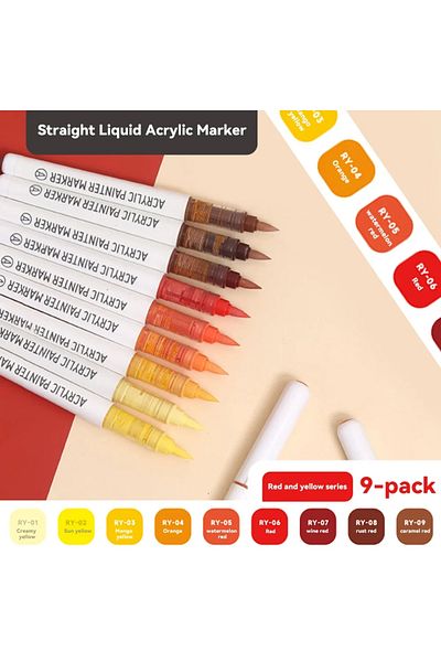 Choice SET F 9pcs/Box Mix Color Acrylic Markers Set Art Rock Painting Pens Kids Gift Graffiti For Stone Gla