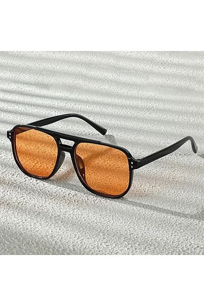 DEPOKON New Season Orange Glass Black Frame Unisex Sunglasses