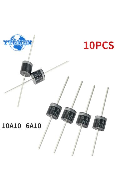 YTDMEN 6A10 10PCS Rectifier Diode 6A 10A 1000V DO-27 Electrical Axial Rectifier Diodes Kit 6A10 10A10