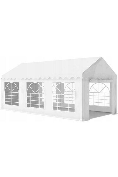 SERSIMO Professional garden pavilion, with 38 mm steel frame, waterproof roof 450g/m2, 6x3x2.8 m, white
