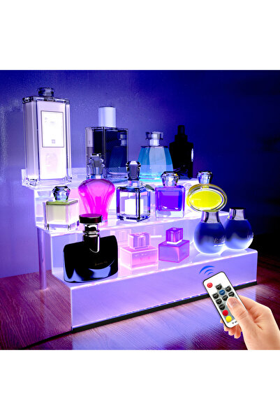 Choice رف عرض أكريليك شفاف سعة 3 لتر مزود بإضاءة LED - رف عطور طلاء أظافر من ...