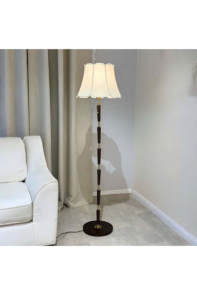foryou Floor lamp, wooden spiral column, brown, 158 cm