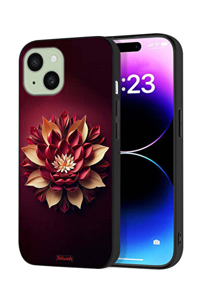 Tolwak Apple iPhone 15 Protective Case Cover Flower Abstract Design