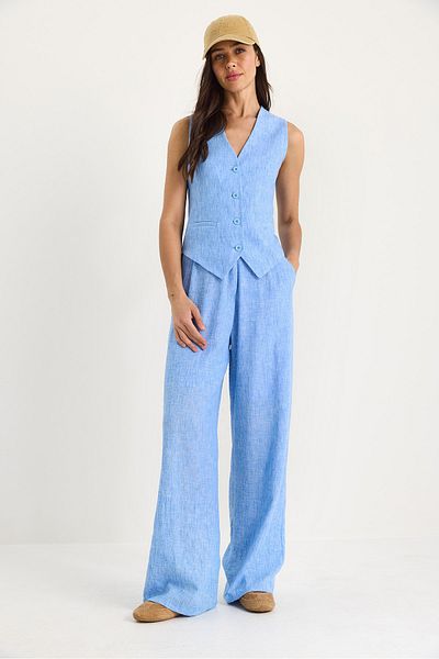 Bianco Lucci Pantaloni de damă cu talie înaltă, cu vestă, căptușiți, set de sus și de jos 9257 60281047