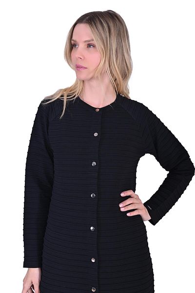 Invee Invee 5732 - Ribbed Black Knitwear Cardigan