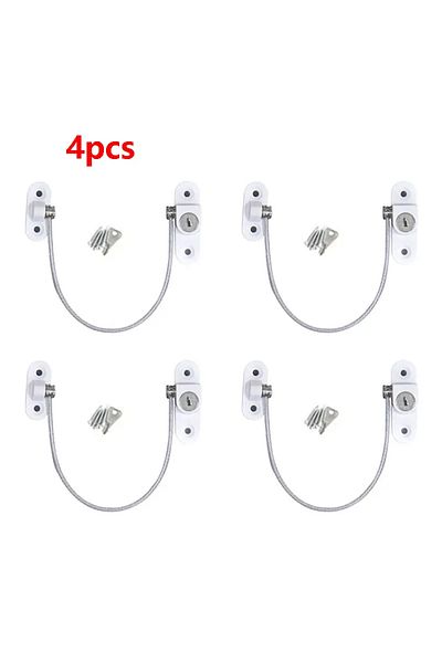 Choice C83-White 4pc Set Window Door Cable Restrictor Ventilator Baby Kids Child Safety Security Chain Lock