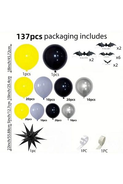 Choice Other As Picture 137 Pieces Set of Bat Theme Party Balloon Arch Set Balloon Set Birthday Party Party
