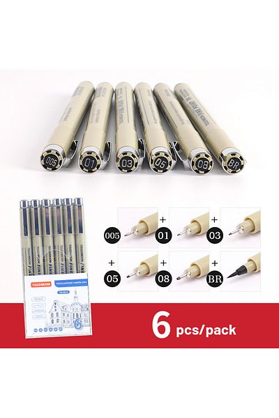 Choice 6Pcs-Set 6-12Pcs/Set Hook Needle Pen Hand-painted Fineliner Sketch Pen Student Study Office Supplies