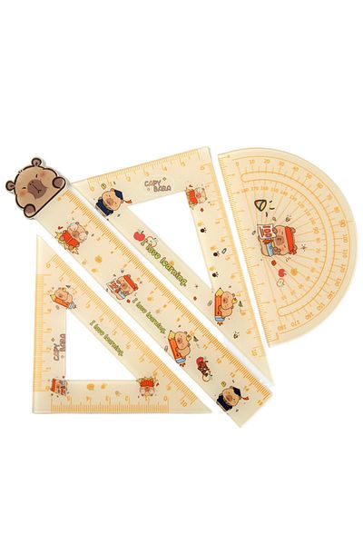 Choice 4 PCS 1 Set ruler Multi-function Drawing Tools Student Stationery Measuring Tools Cartoon Capybara M