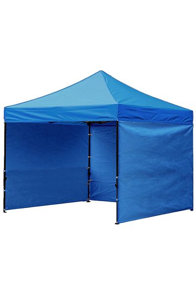 SERSIMO Pavilion tent with 3 side walls, solid steel structure, 3x3m with adjustable height, blue