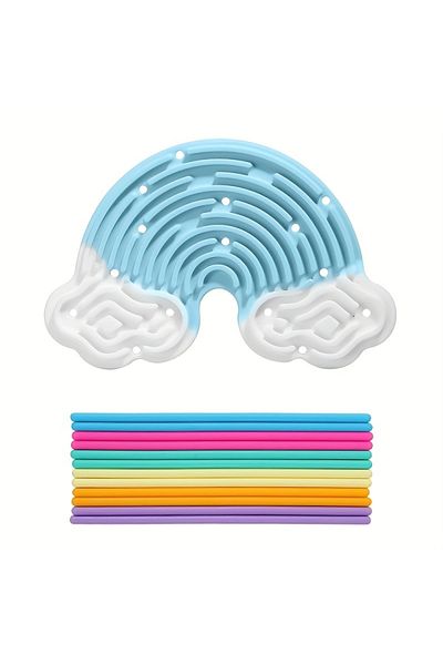 Choice Blue Creative Rainbow Clouds Sensory Activity Board - Double Sided Silicone Busy Board, Fine Motor S