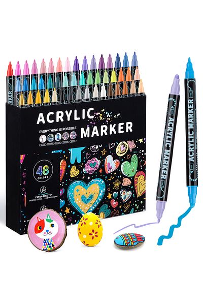 Choice 48 colors 12/24/36/48 Colors Dual Tip Acrylic Paint Pens Markers for Wood Canvas Stone Rock Paintin