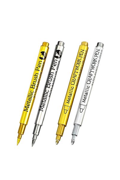 Choice brush-hard 4pcs 4/6pcs Waterproof Permanent Metallic Brush Paint Marker Pens DIY Resin Mold Gold Sil