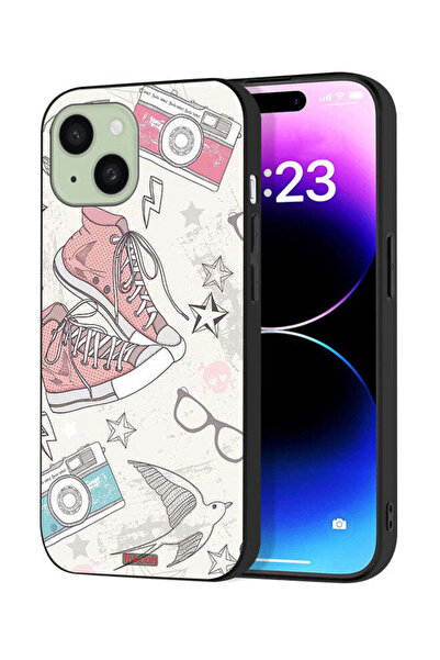 Tolwak غطاء حماية لجهاز Apple iPhone 15 من القماش بتصميم حذاء وفن كاميرا