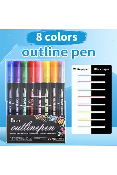 Choice 8 Colors 8/12 Colors Flash Marking Double Line Outline Pen Gel Pen Marker DIY Graffiti Painting Col